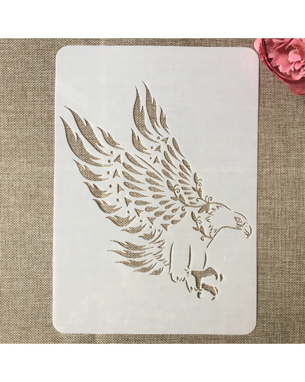 4Pcs/Set A4 29Cm Eagle Owl Bird Prey Diy Layering Stencils Painting Scrapbook Coloring Embossing Album Decorative Templ front-1