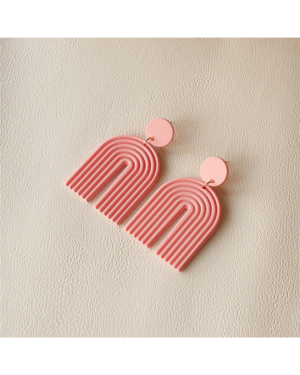 Korea Cute Macaron Pink Acrylic Earrings for Women front-4