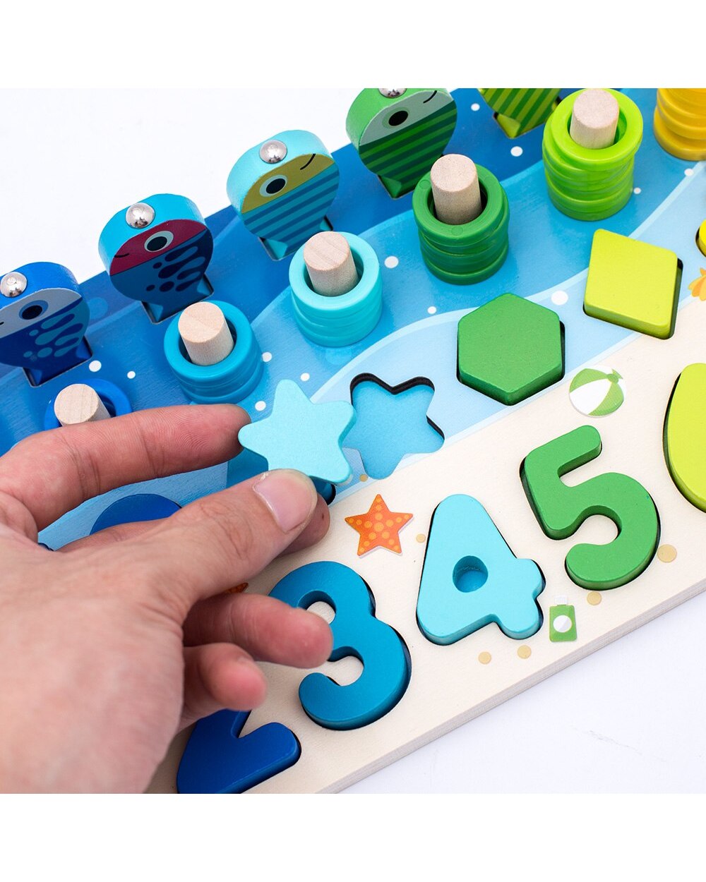 Preschool Wooden Montessori Toys Count Geometric Shape Cognition Match Baby Early Education Teaching Aids Math Toys front-3