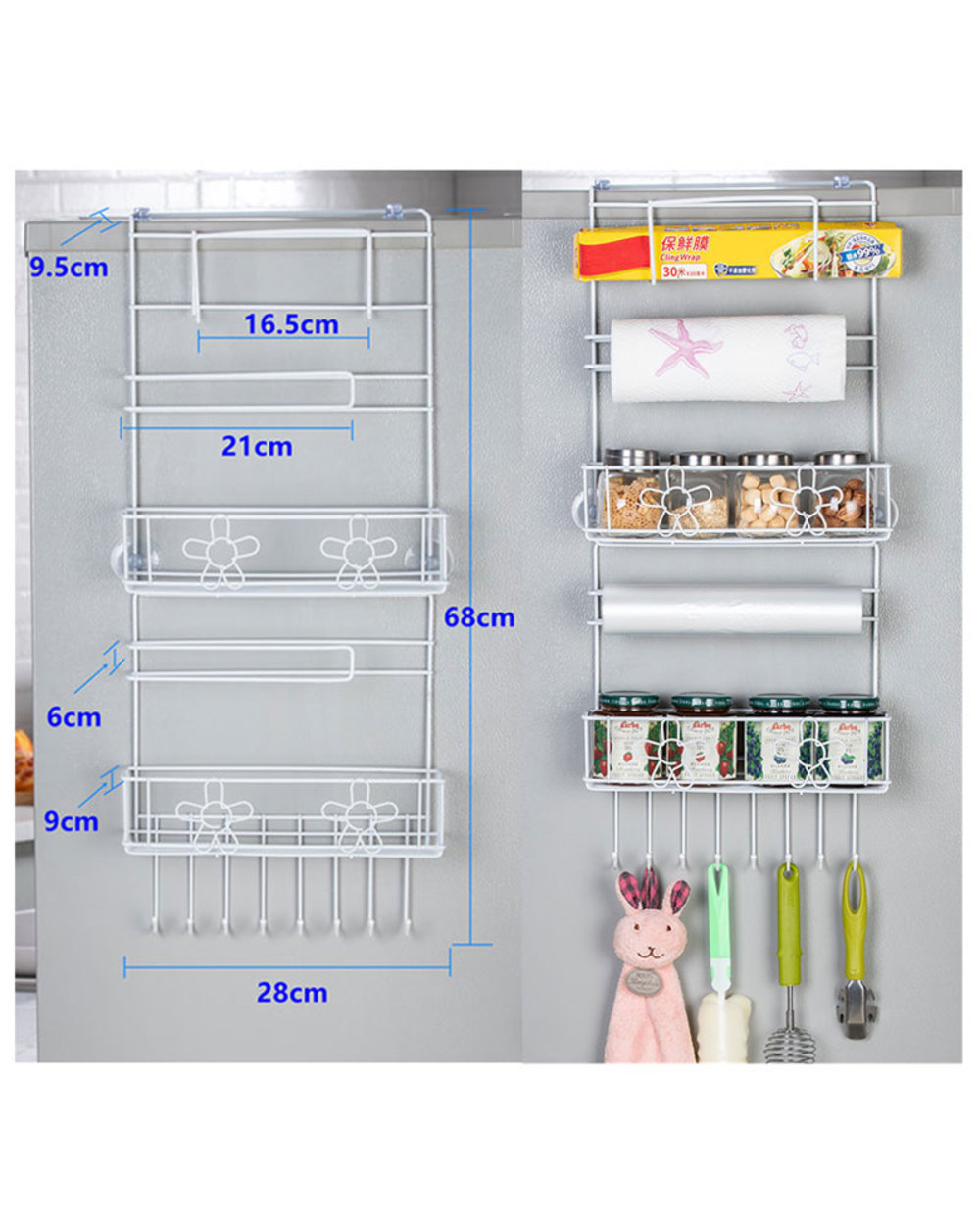 Kitchen Multifunction Refrigerator Storage Rack Organizer Shelf front-4