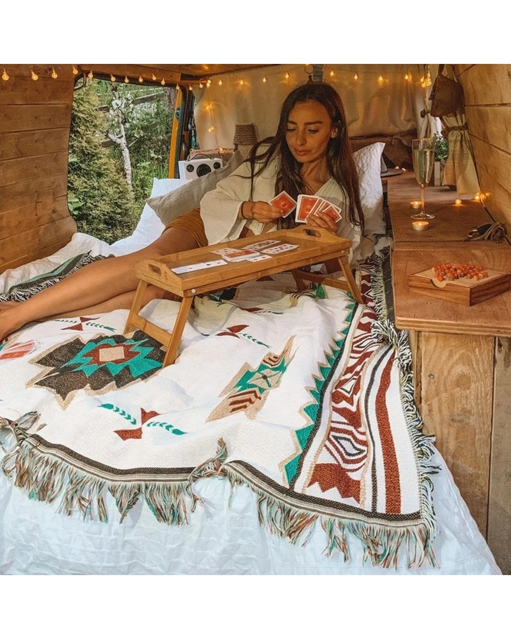Native American Blankets Outdoor Beach Picnic Blanket Striped Boho Linen Bed Blankets Plaid Sofa Mats Travel VG06 front-4