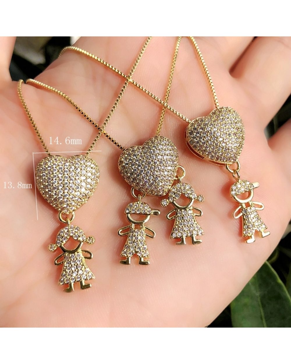 Luxury Heart Boy Girl Pendant Necklace front-4