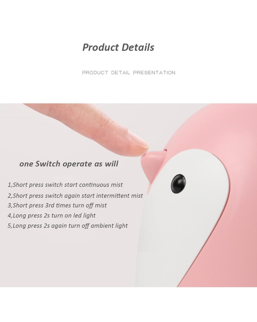 220Ml Aroma Humidifier Cute Penguin Usb Air Diffuser For Home Office Car Mist Maker Essential Oil Diffuser front-2