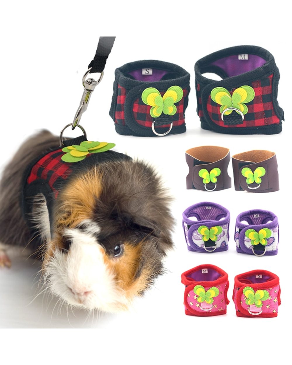 Small Pet Two-legged Chest Strap Outdoor Traction Rope Leash For Chinchilla Dutch Guinea Pig Breathable Denim Corset front-0