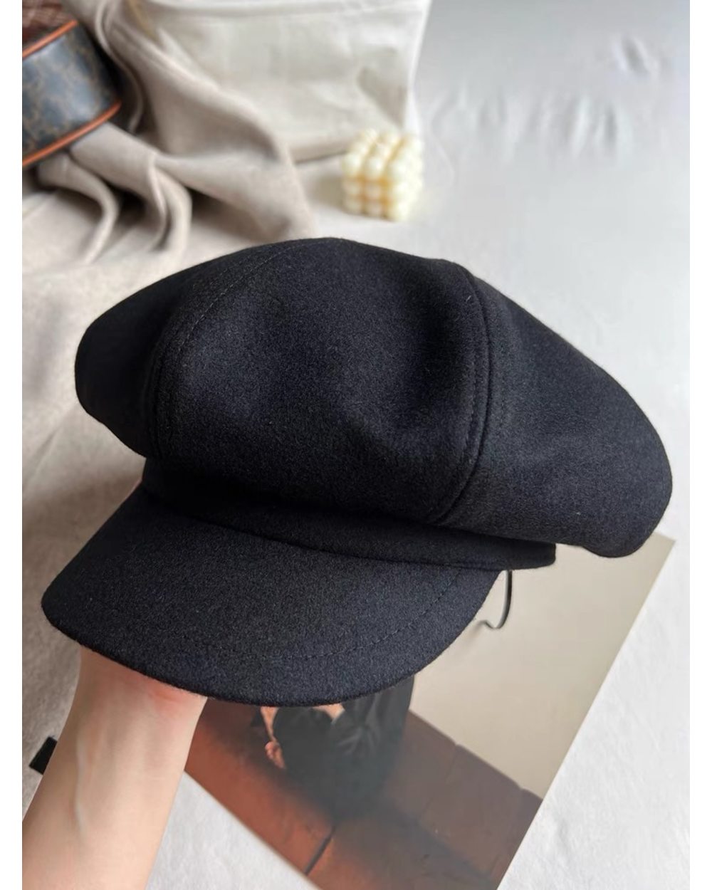 Loose Cloud Top Octagonal Beret Hats Wool Blended Newsboy Hat Women Cool Street Brim Cap Outdoor Winter Autumn Berets C front-5