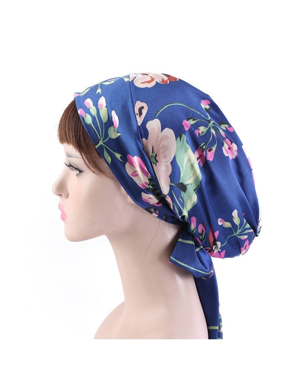 New Women Satin Night Cap Bowknot Sleep Hat Silk Chemo Caps Cancer Hats Long Tail Hair Bonnet Head Scarf Wrap Bandana S front-4