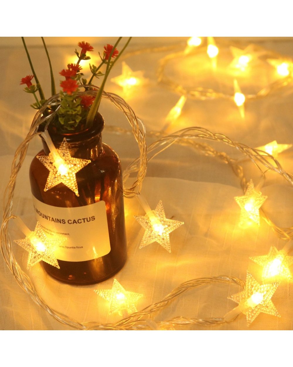 Star String Light LED Christmas Wreath Fairy String Light 2.5M Outdoor Indoor Bedroom Home Party Wedding Decoration front-2