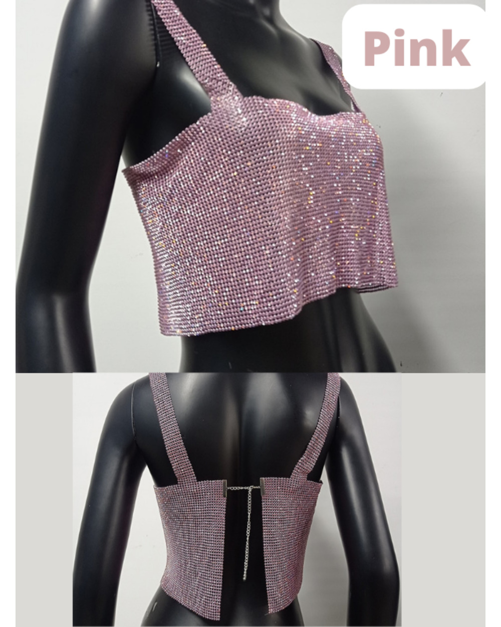 BLING RHINESTONES PARTY CROP TOP front-0