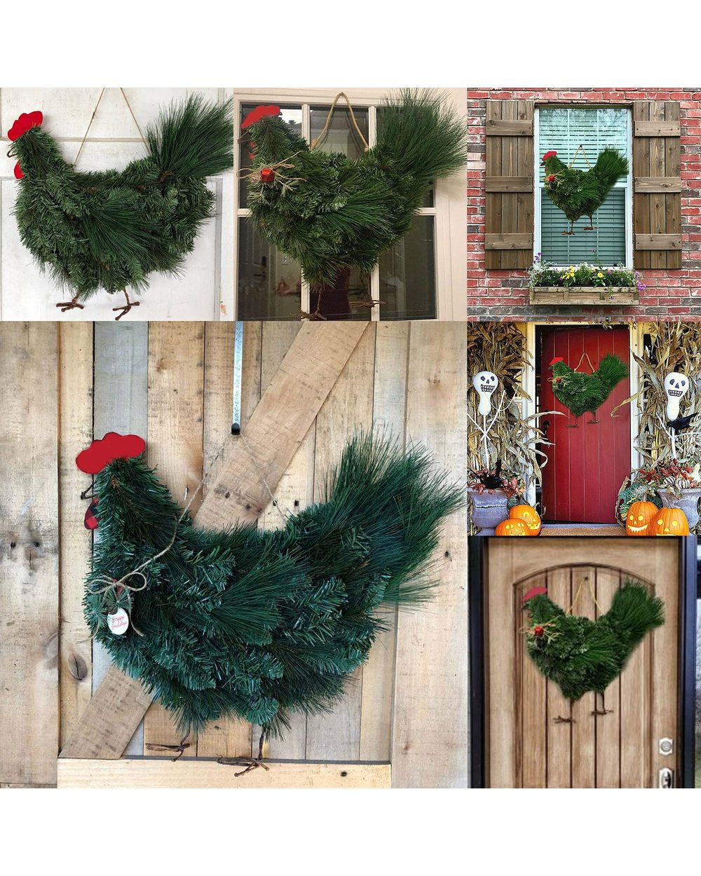 Rosster Chicken Wreath - Rooster Christmas Wreath Outdoor Christmas Wreath For Front Door front-0