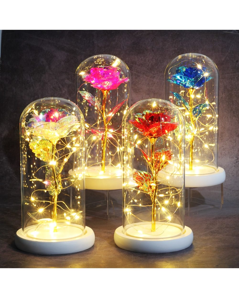 Flower Led Eternal Rose in Glass Valentines Gift for your girlfriend! front-3
