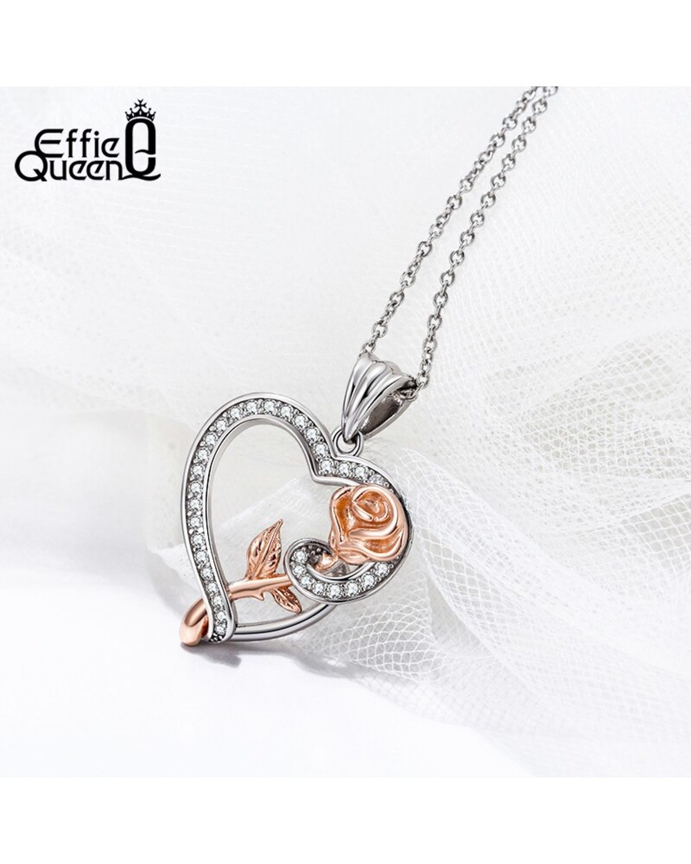 Effie Queen To My Mommy Necklace Rose Heart Necklace Mother's Day Jewelry Gift for Mom front-2