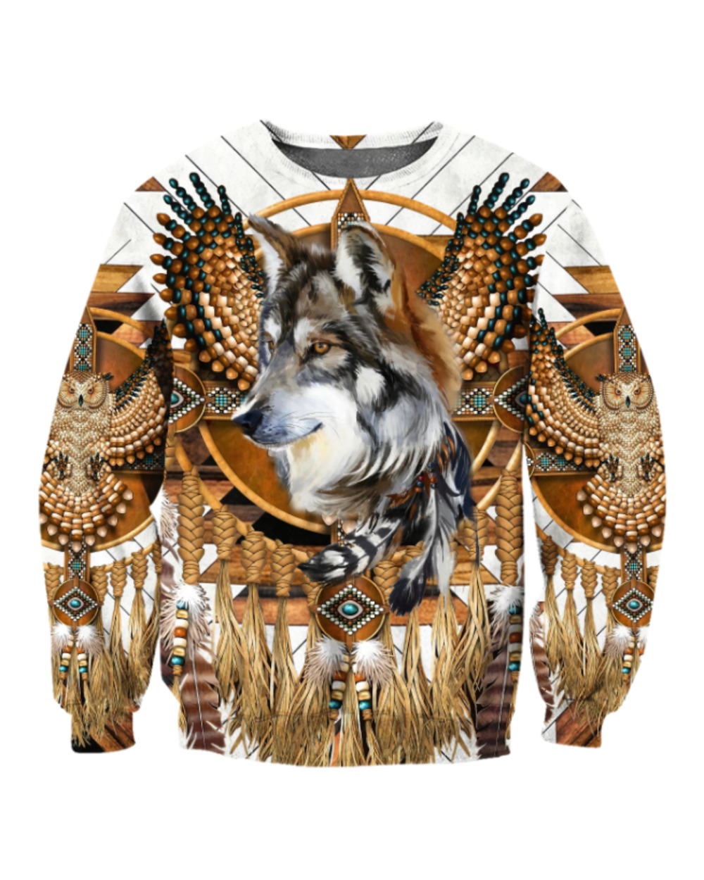 Beautiful Tribal Native Wolf 3D All Over Printed Men Hoodie Autumn Unisex Sweatshirt Zip Pullover Casual Streetwear VG06 front-1