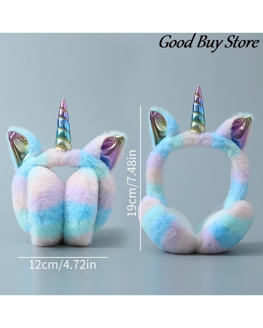 Unicorn Colorful Winter Earmuffs Sequins Plush Earlap Warm Headphone Striped Ear Cover Caps Children Skiing Ears Warmer front-3