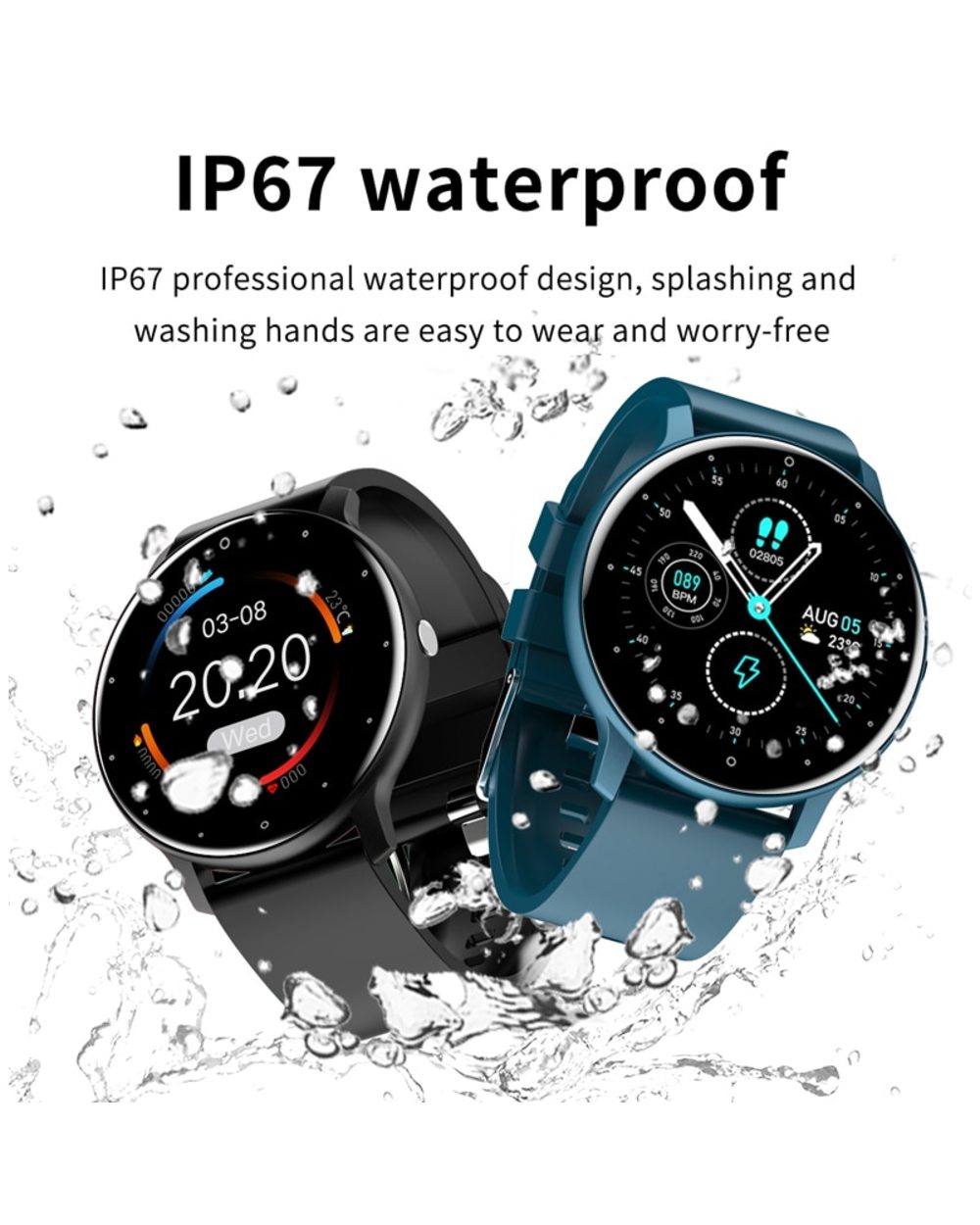 New Smart Watch Men Full Touch Screen Sport Fitness Watch IP67 Waterproof Bluetooth For Android ios smartwatch front-2