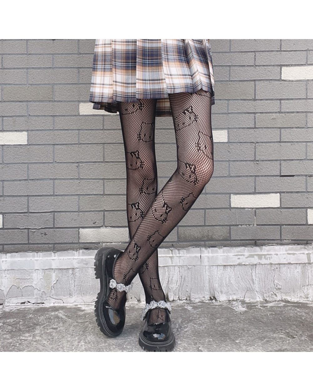Women's Kawaii Anime Cat Socks Japanese Fishnet Transparent Silk Lolita Pantyhose Thigh High Socking Sexy front-1