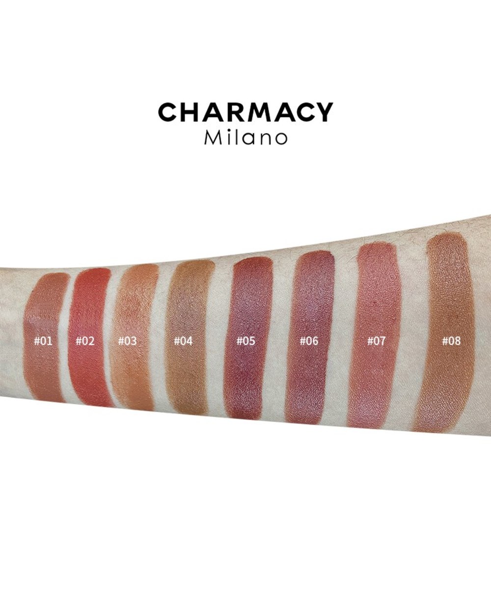 CHARMACY Nude Moist Luxury Lipstick 8 Natural Colors Easy to Wear Lip Stick Red Shimmer Lipsticks Women Beauty Cosmetic front-2