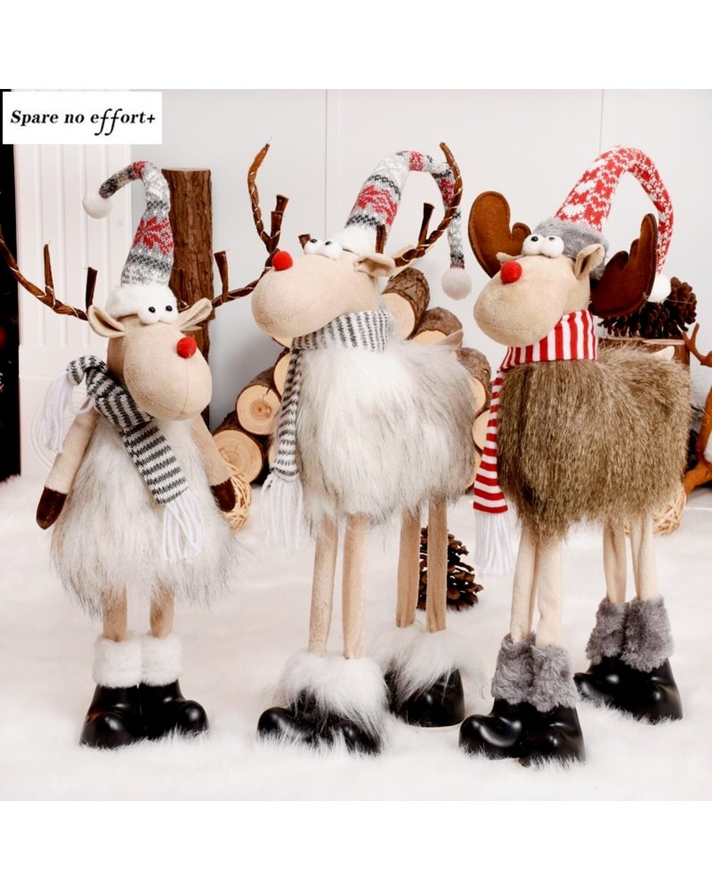 Retractable Xmas Reindeer Doll christmas decoration Figurine New Year Elk Toys Kid Xmas Gift Christmas tree Ornaments front-0
