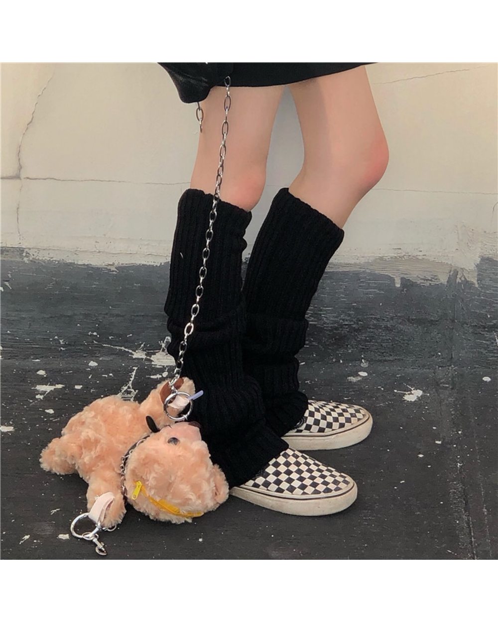 Leg Warmer Japanese Sweet Girl Knit Socks Wool Ball Knitted Foot Cover Cosplay Women Autumn Winter Punk Socks front-3