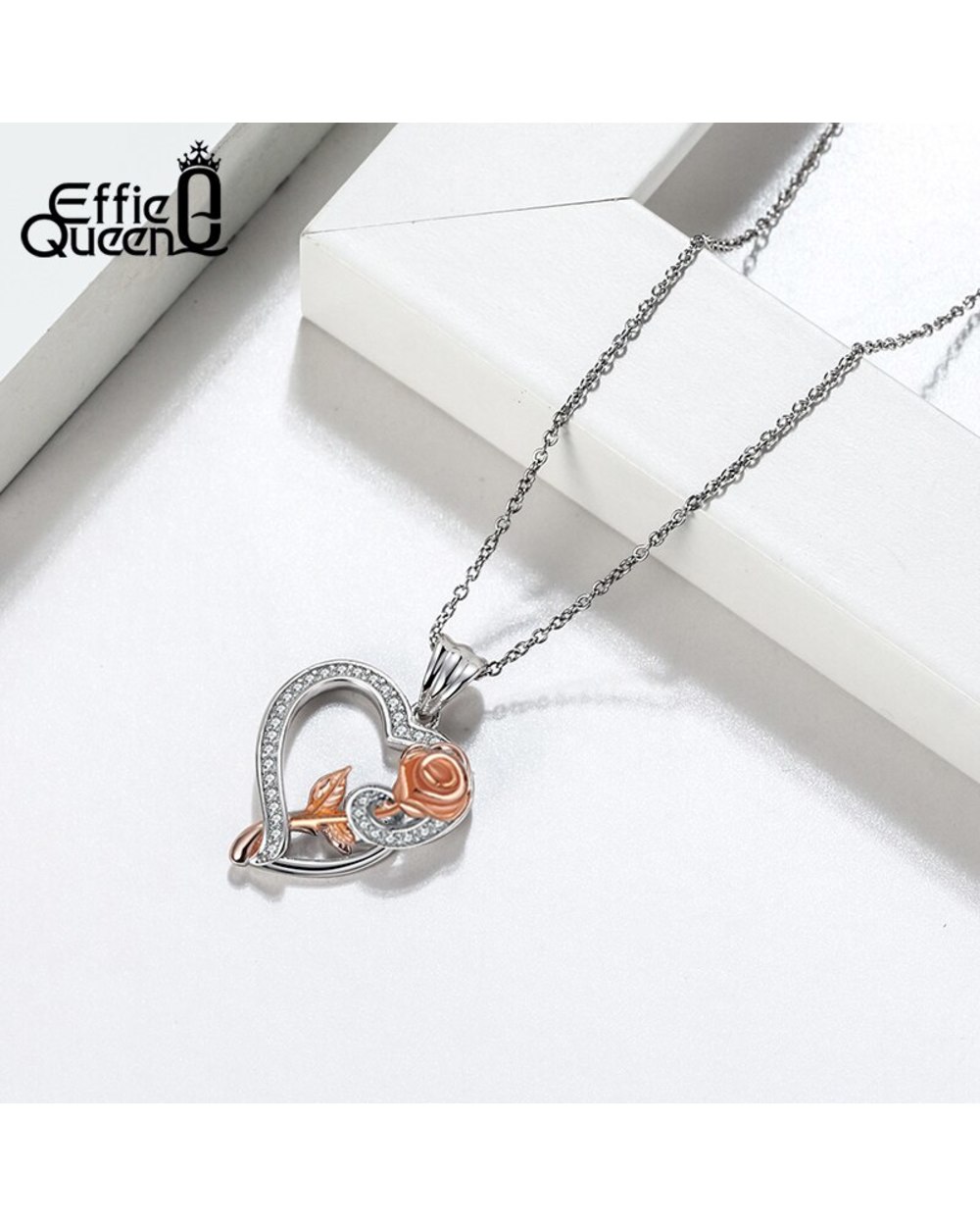 Effie Queen To My Mommy Necklace Rose Heart Necklace Mother's Day Jewelry Gift for Mom front-3