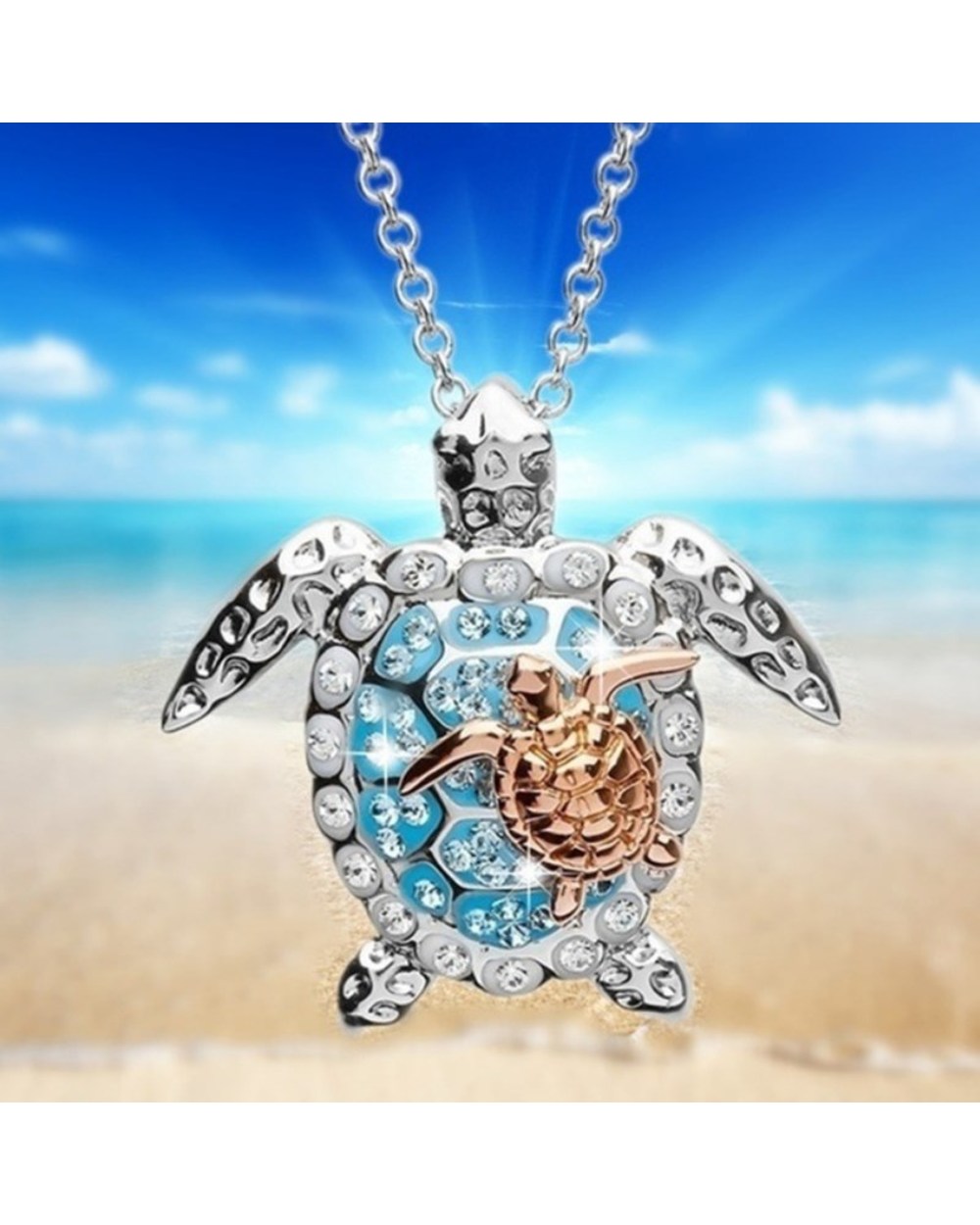 Necklace for Women Zircon Charm Beach Turtle Necklaces Rose Gold Unique Small Turtle Necklace Women Jewelry Gift front-0