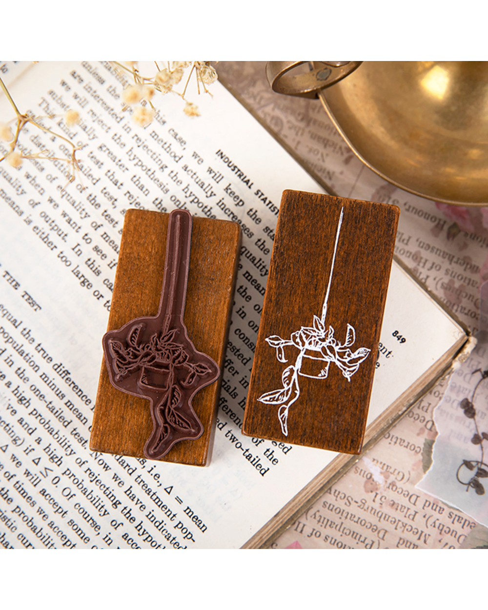 1Pc Vintage Leaf Vine Plant Flowers Bulb Stamp Diy Wooden Rubber Stamps For Stationery Scrapbooking Standard Stamp front-3