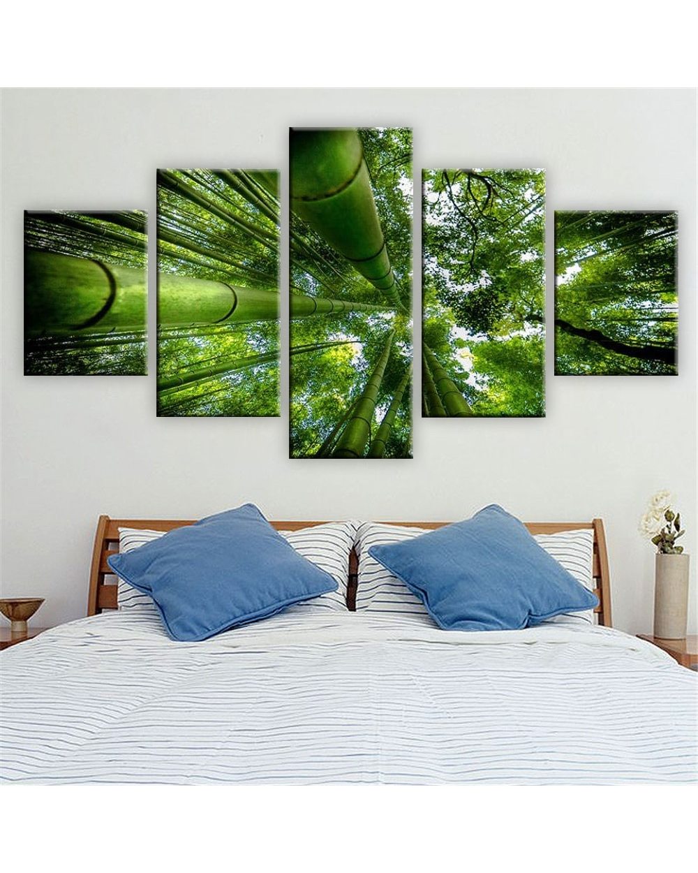 Bamboo Forest Picture Print Scenery 5 Panel Canvas Art Wall Decor front-1