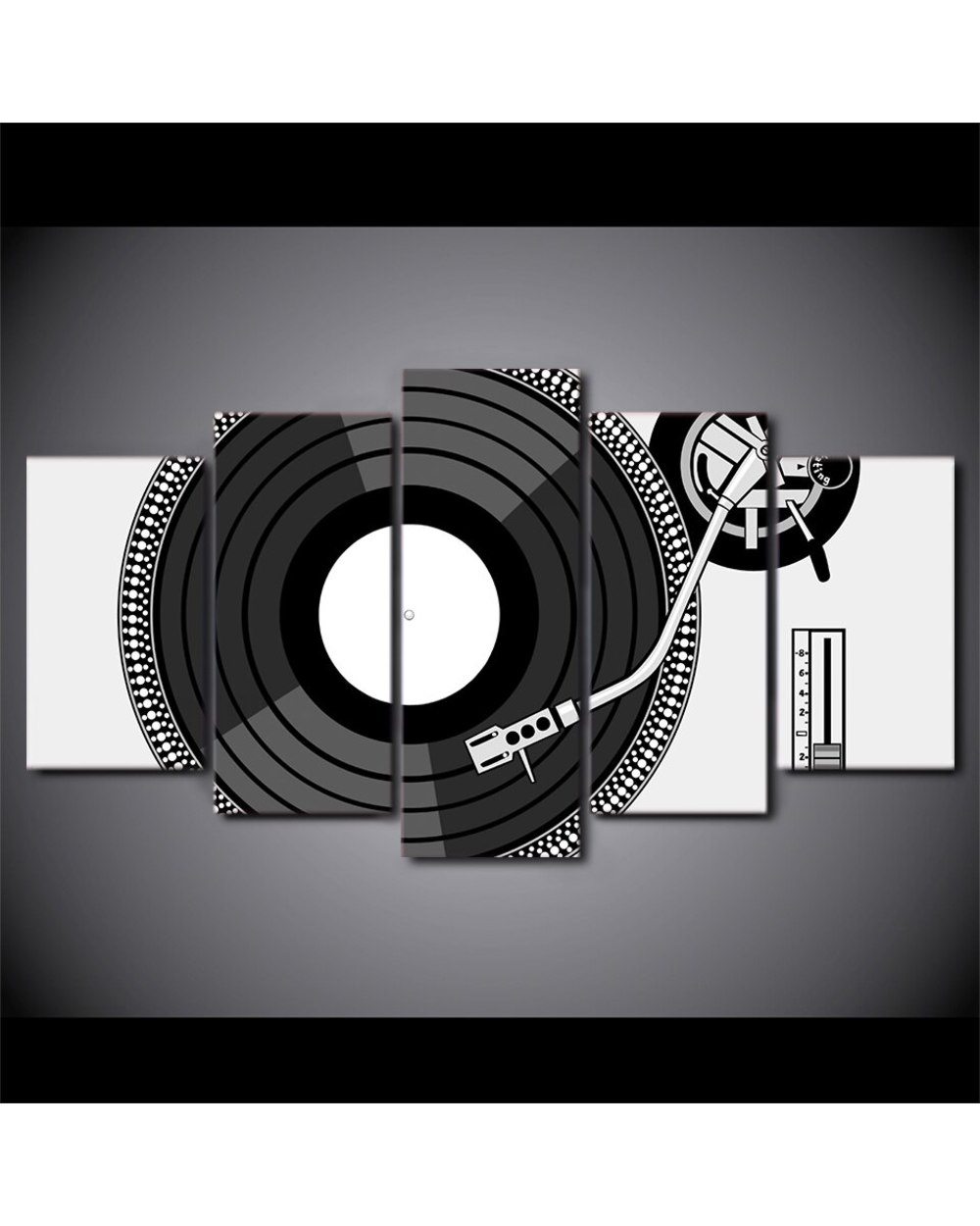 Classic Nostalgia Old Record DJ Picture Print Music 5 Panel Canvas Art Wall Decor front-1