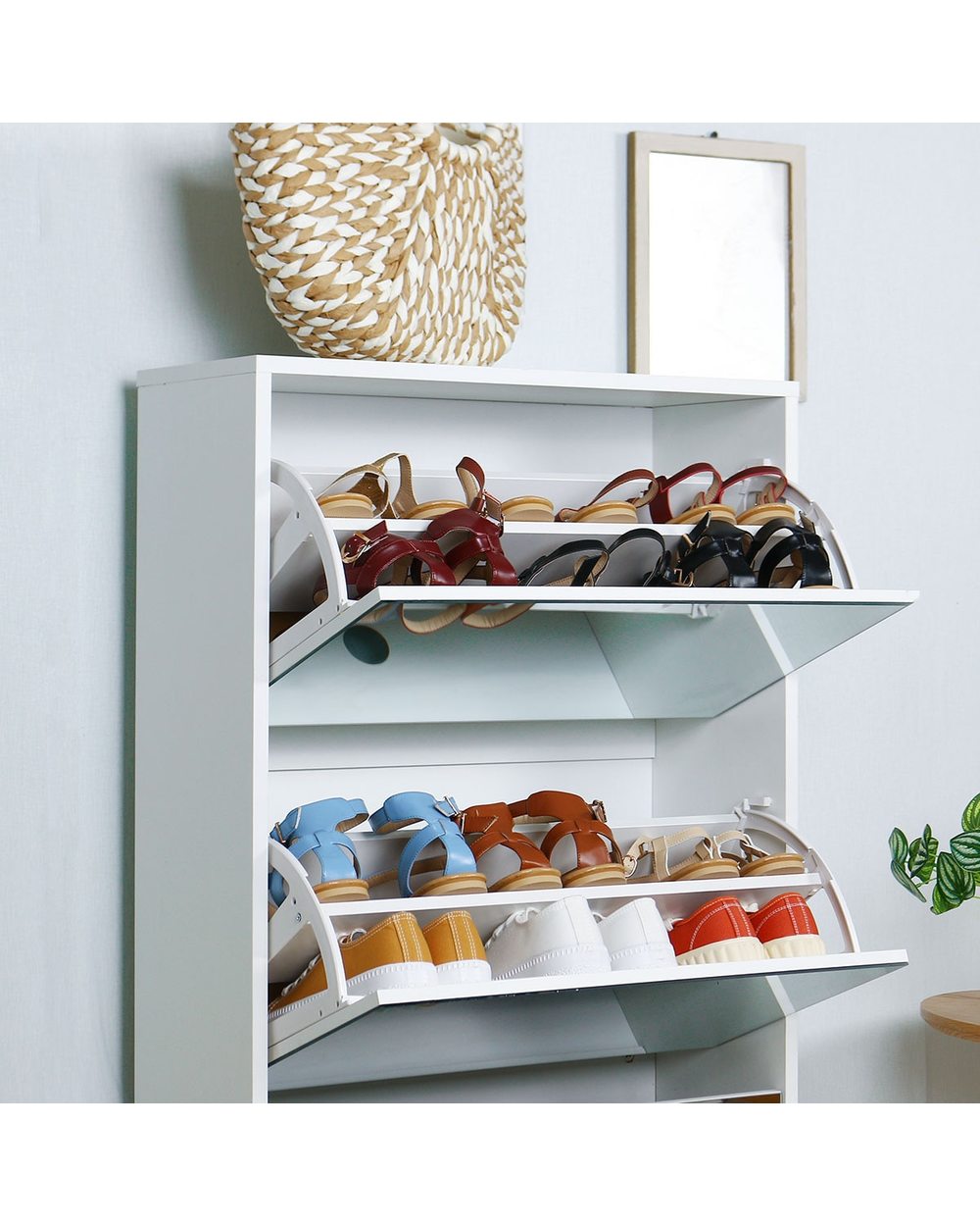 3 Tiers Mirrored Shoe Rack Furniture Entryway Living Room Shoe Cabinet front-4
