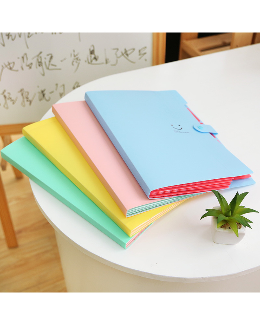 Kawaii File Organization Folder A4 File Document Bag Pouch Bill Wallet Folder Holder Organizer Fastener School Office S front-3