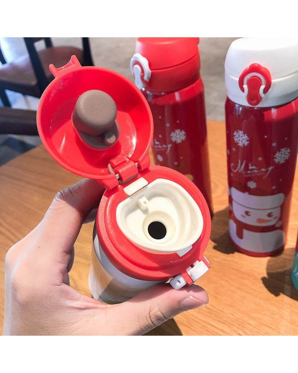 500ml Christmas Thermos Small Fresh Stainless Steel Vacuum Water Bottle with Lid Lovely Christmas Student Water Cup front-3