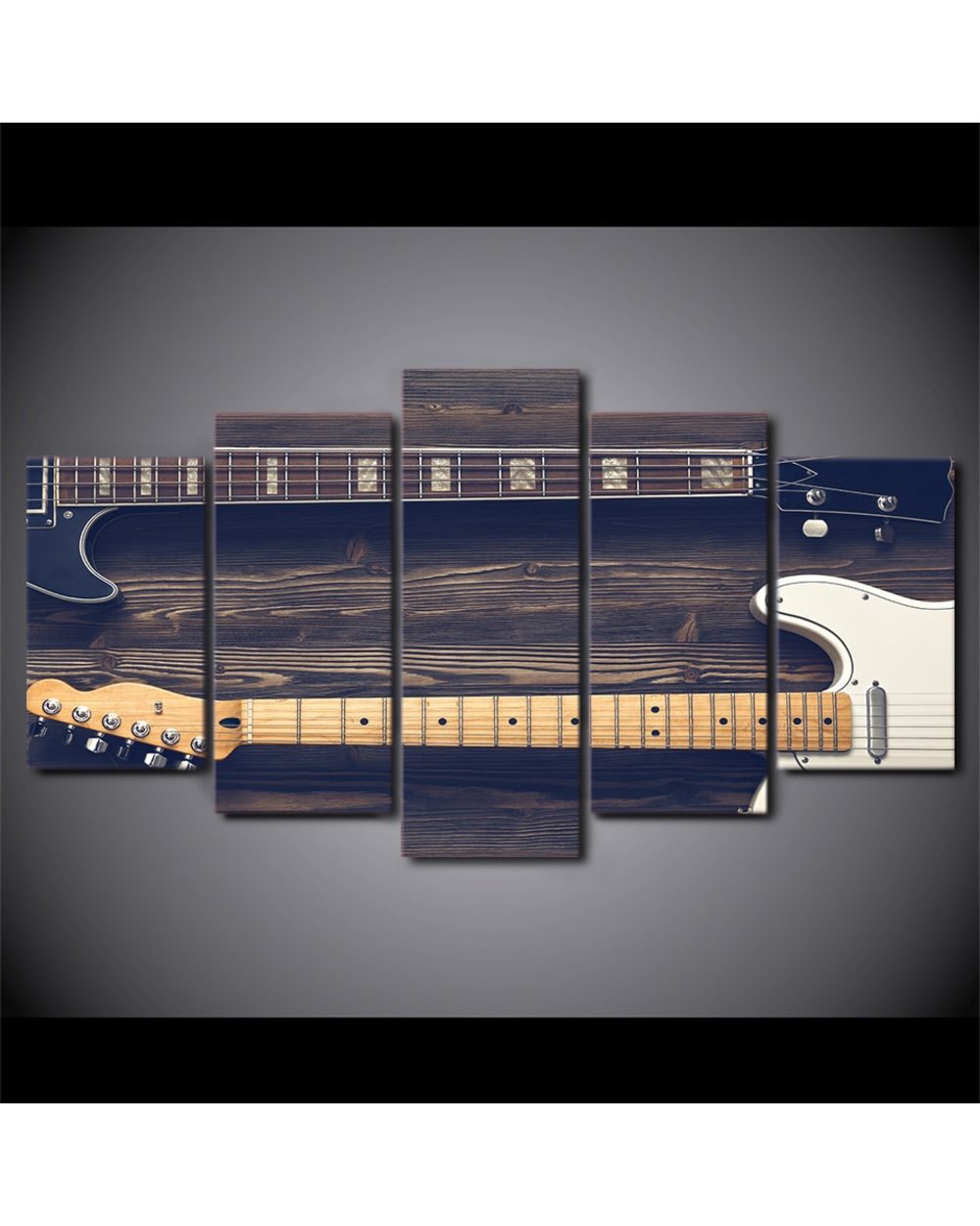 Vintage Guitar Music Painting Print Music 5 Panel Canvas Art Wall Decor front-1