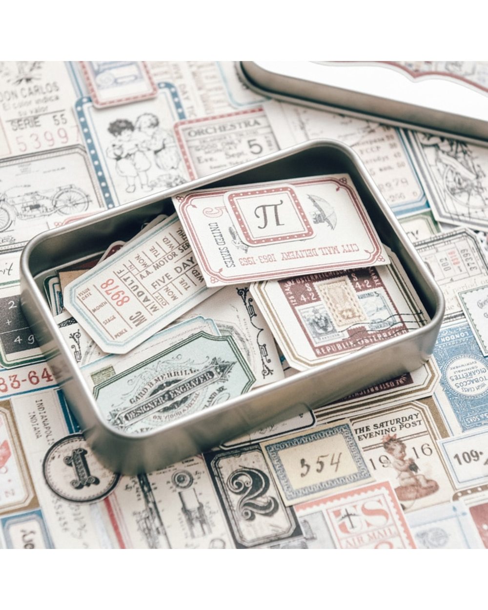 100Pcs Metal Box Junk Journal Scrapbooking Decorative Vintage Stickers front-2