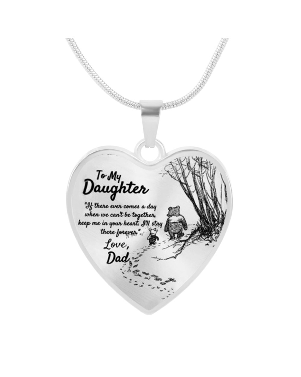 To My Daughter Heart Necklace Bear Necklace Gifts for Daughter From Love Mom Dad Birthday Gift front-1
