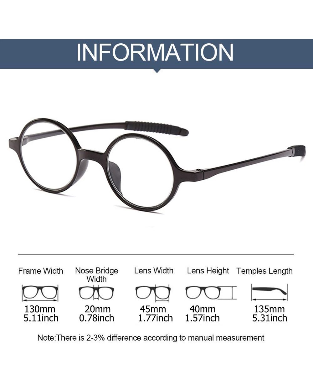 2023 New Round Frame Reading Glasses Pc Stylish Hd Resin Reading Glasses Portable Gift For Parents Presbyopic Magnifica front-4