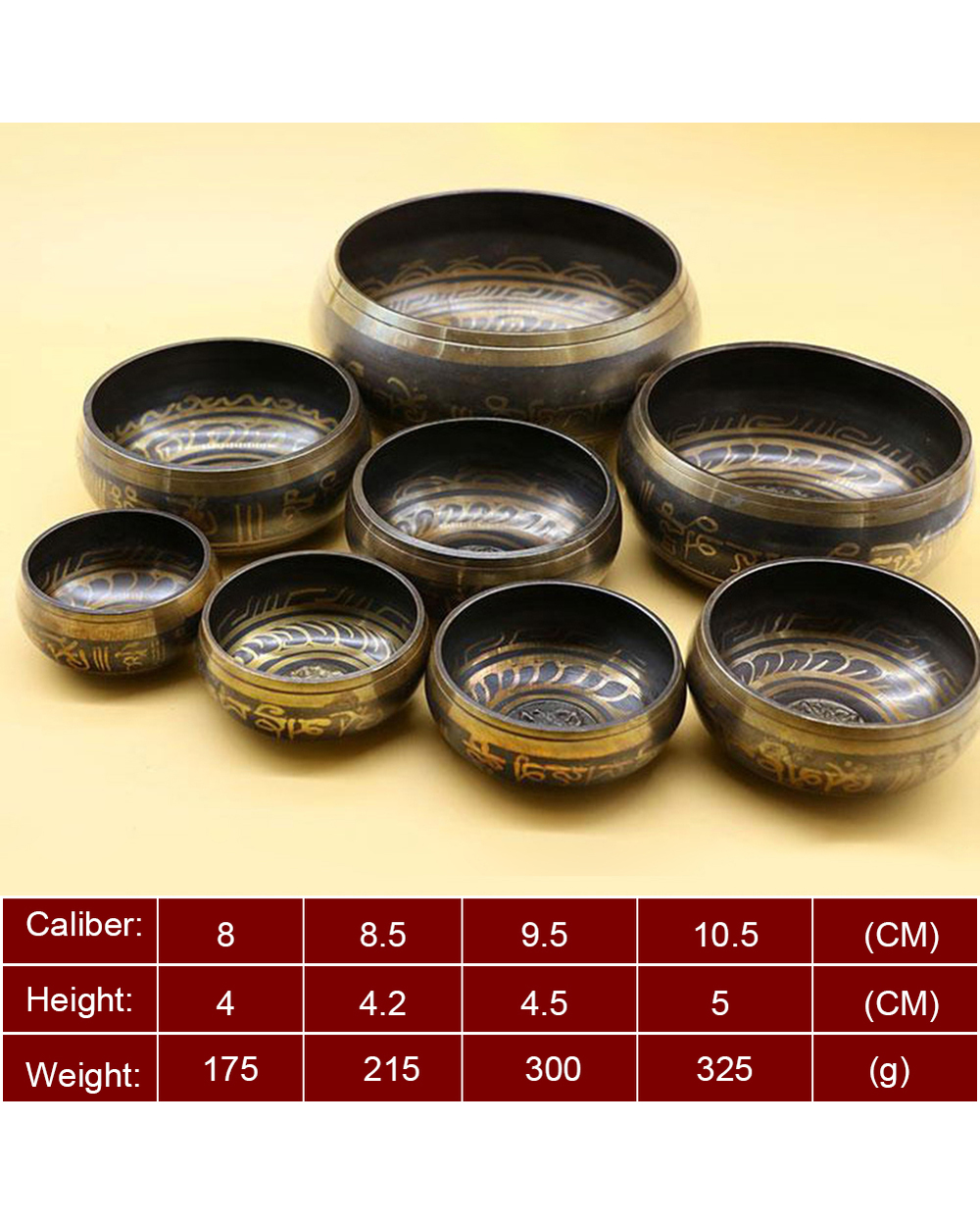 Metal Singing Bowl Nepalese Buddha Sound Bowl Yoga Meditation Bowl Tibetan Bronze Chime Bell Singing Bowl Striker front-5