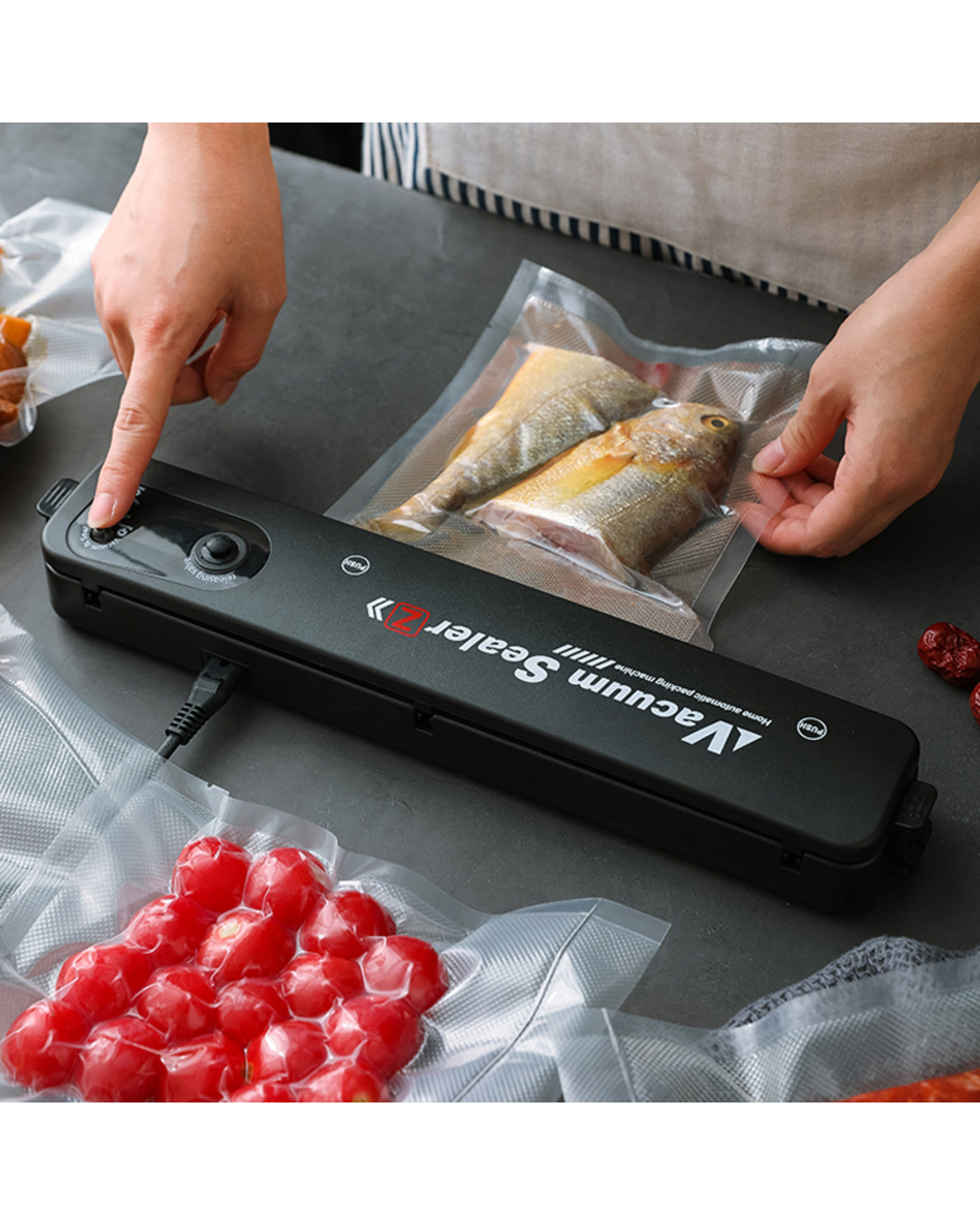 220V/110V Kitchen Vacuum Food Sealer Automatic Commercial Household Food Vacuum Sealer Packaging Machine With Bags For front-0