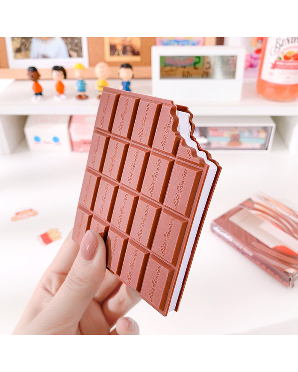 80 Sheets Creative Chocolate Shape Sticky Notes Notebooks Memo Pads Kawaii Mini Blank Notepad Child School Supplies Cut front-2