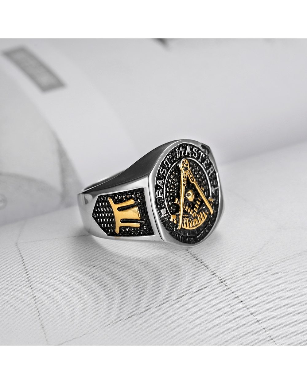Freemasonry Past Master Stainless Steel Rings front-1
