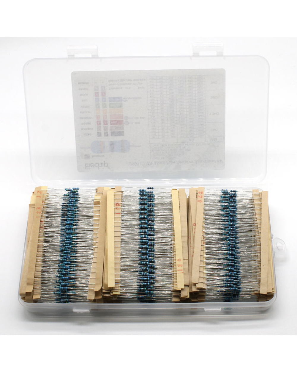 2600Pcs/Lot 130 Values 1/4W 0.25W 1% Metal Film Resistors Assorted Pack Kit Set Lot Resistors Assortment Kits Fixed Res front-1