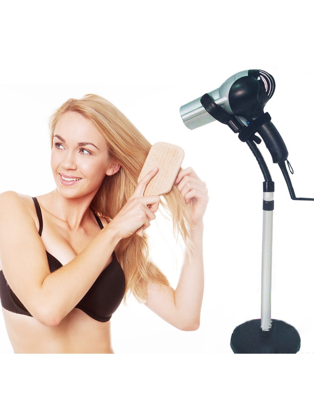 Adjustable Hair Dryer Holder Stainless Steel Stand Hands Free Removable Sucking Cup Stand Hairdryer Holder front-0