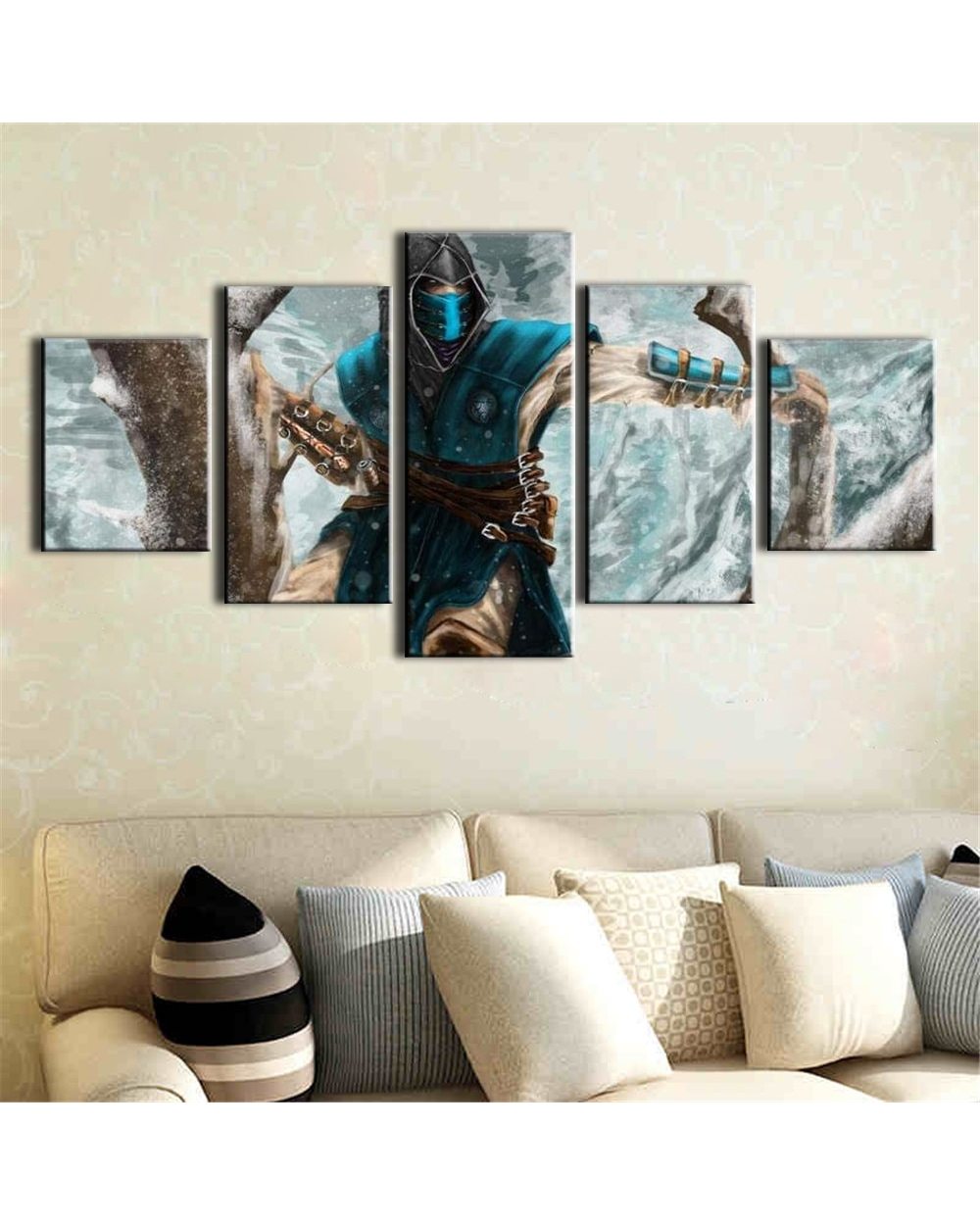Game Character Figure Assassin Picture Print Game 5 Panel Canvas Art Wall Decor front-1