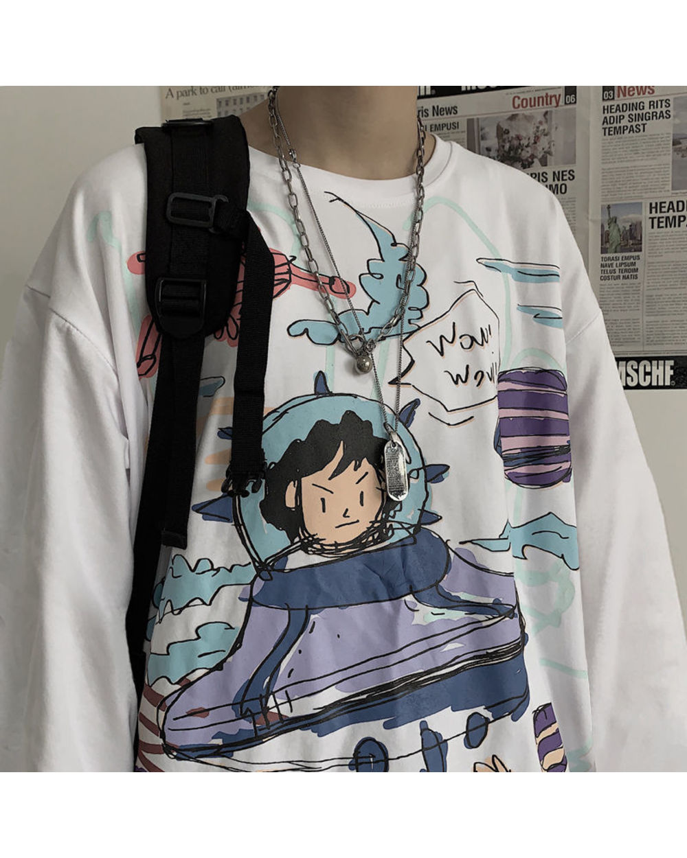 Men Long Sleeve T-shirts Autumn Print Gothic Vintage Ulzzang Cozy High Street Streetwear 5XL Baggy Korean Trendy Harajuk front-3