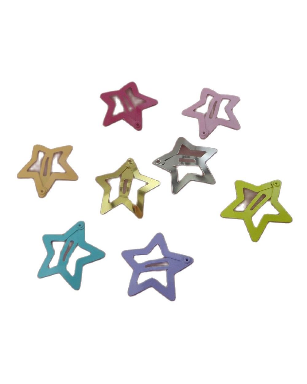 10Pcs 3.0Cm Filigree Star Hair Clip Metal Snap Clips For Kids Side Hairpins Hair Barrettes For Women Girls front-3