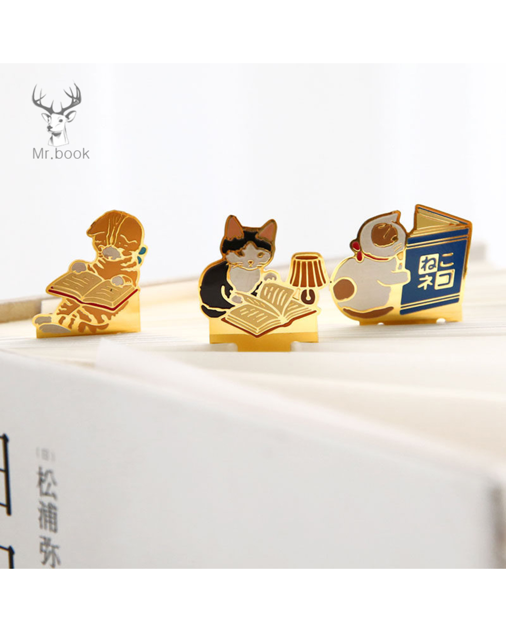 Cute Cats Reading Book Metal Bookmark Cartoon Animals Bookmark Promotional Gift Stationery Film Bookmark School Supplies front-0