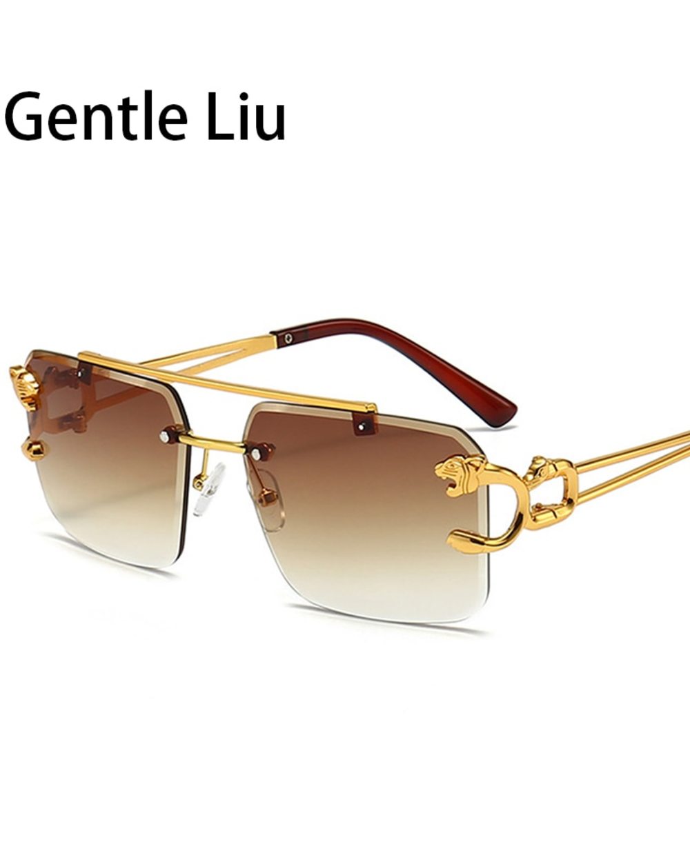 Vintage Square Rimless Sunglasses Women 2022 Luxury Brand Frameless Sun Glasses For Men Leopard Eyewear Lunette De Sole front-4