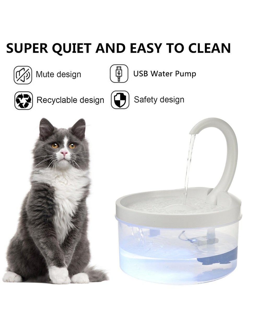 2L Automatic Cat Water Fountain Led Electric Mute Water Feeder Dog Pet Drinker Bowl Pet Drinking Dispenser For Cat Dog front-1