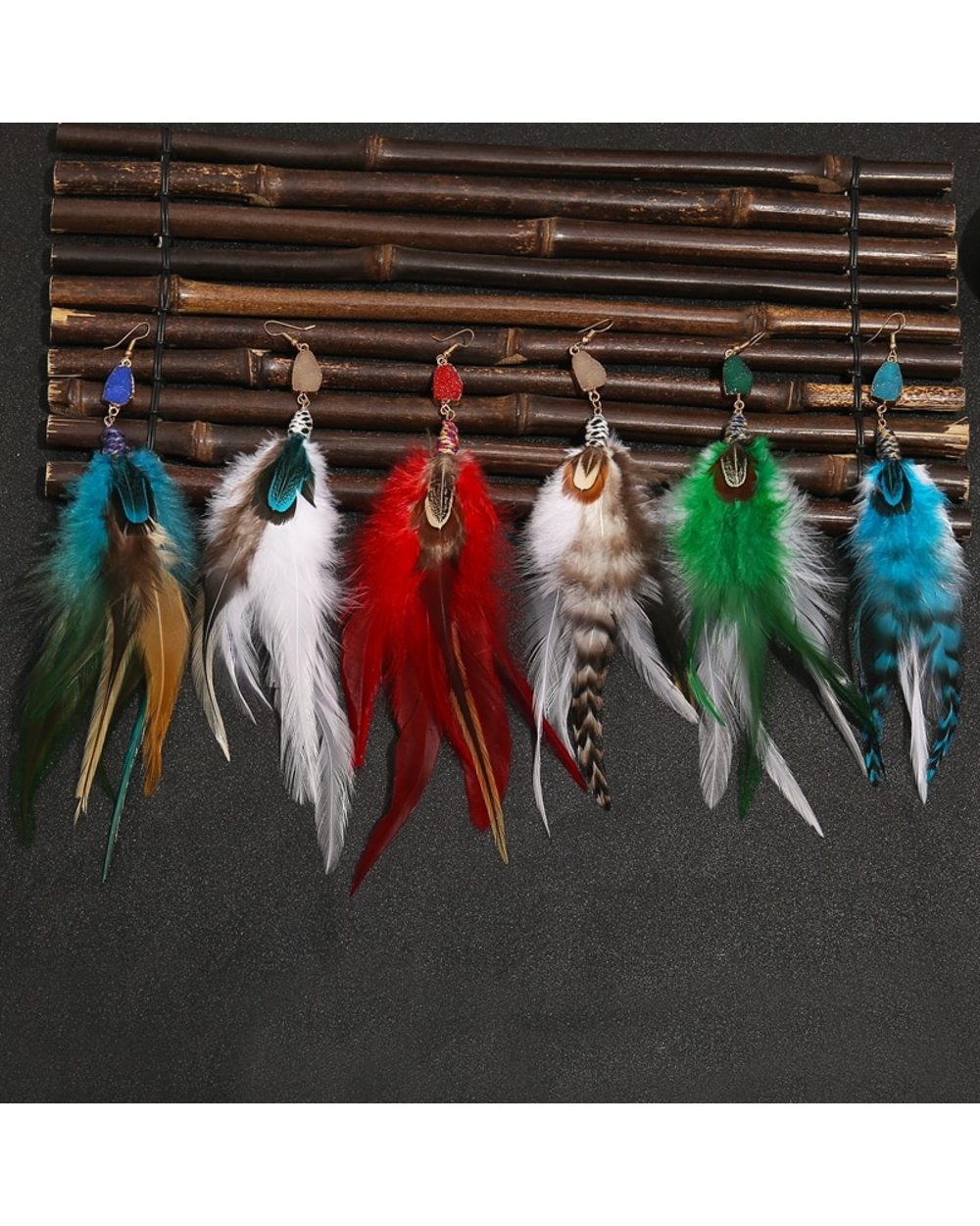 Native boho feather earringCrystal Jewel earringsearrings for womenBohemia front-0