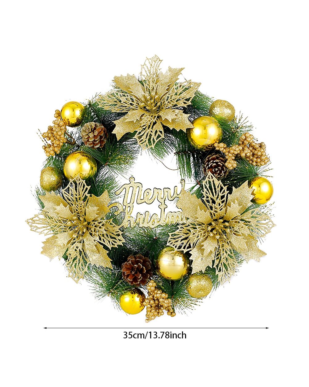 35cm Christmas Wreath Artificial Flower Garland Window Door Wall Home Decorations Xmas Tree Ornaments 2022 New Year Gift front-5
