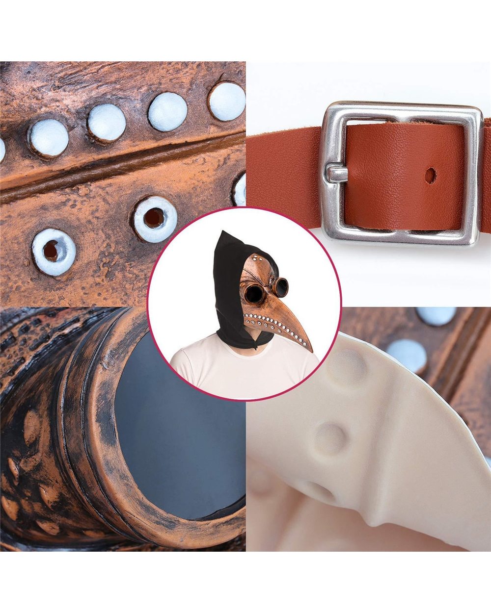 Funny Medieval Steampunk Plague Doctor Bird Mask Latex Punk front-5
