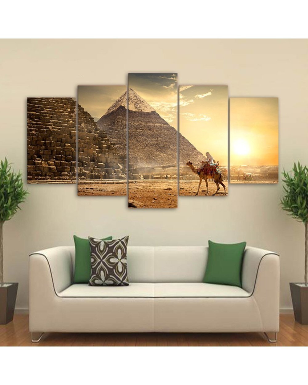 Ancient Egypt Pyramid Painting Pharaoh Posters Scenery 5 Panel Canvas Art Wall Decor front-0